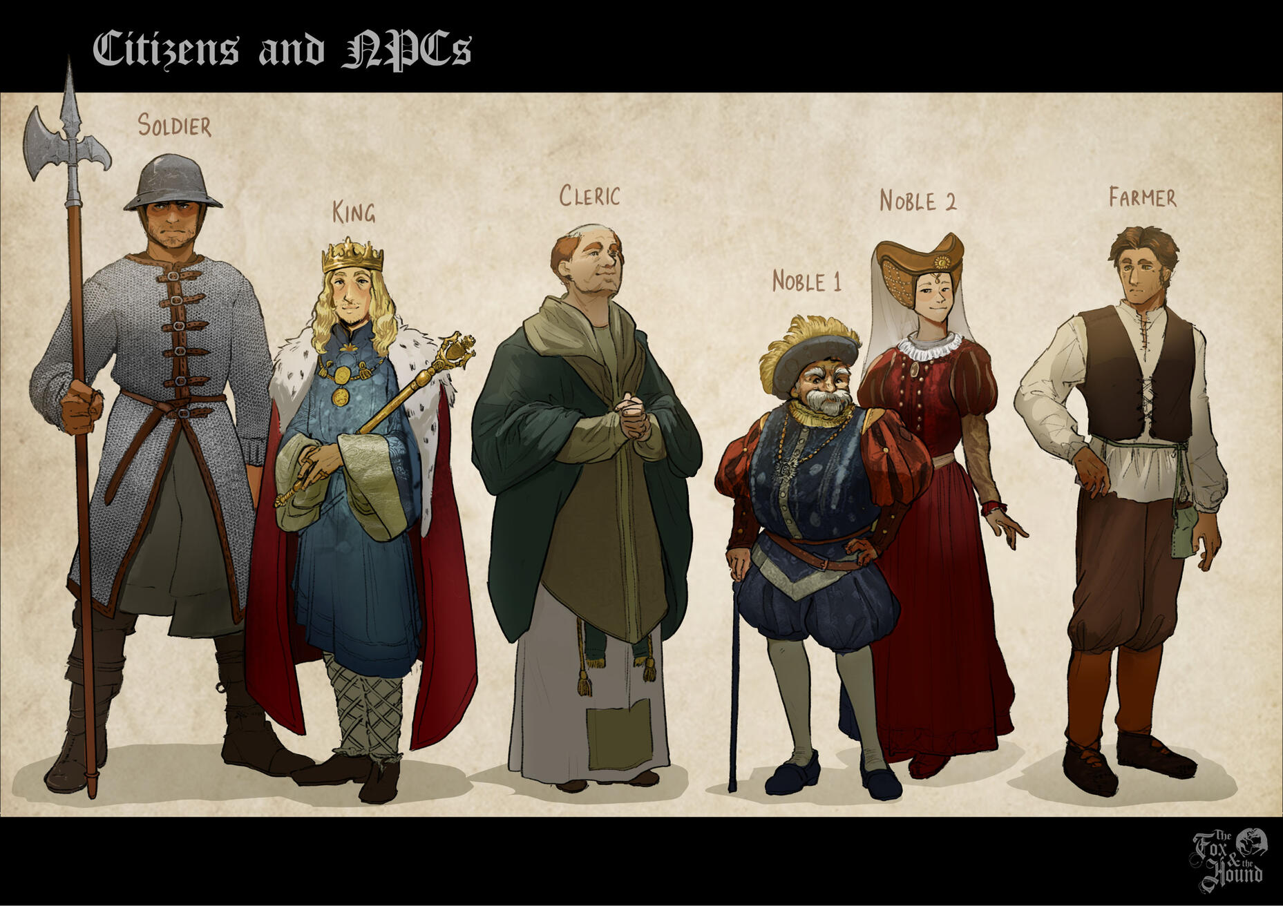 The citizens of the kingdom. Their designs are each inspired by specific dog breeds.